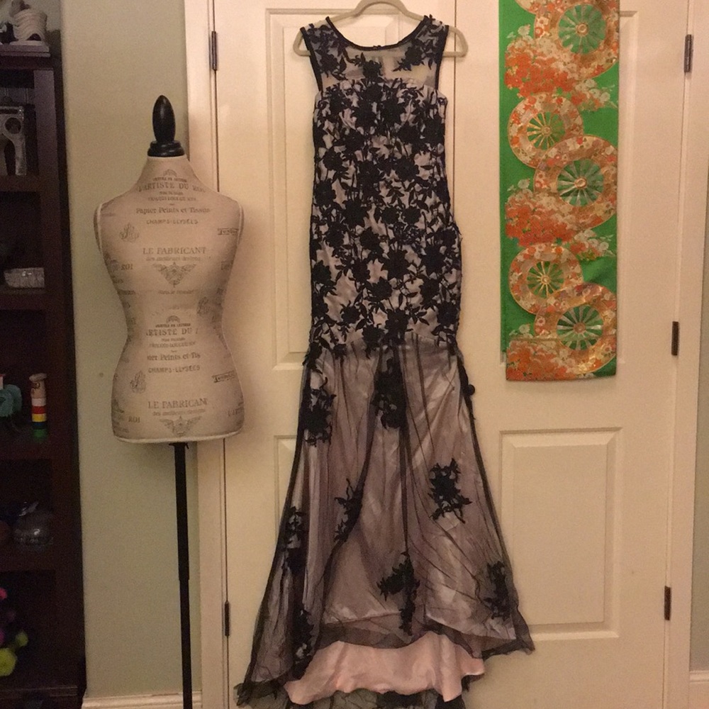 Pink/black formal mermaid gown